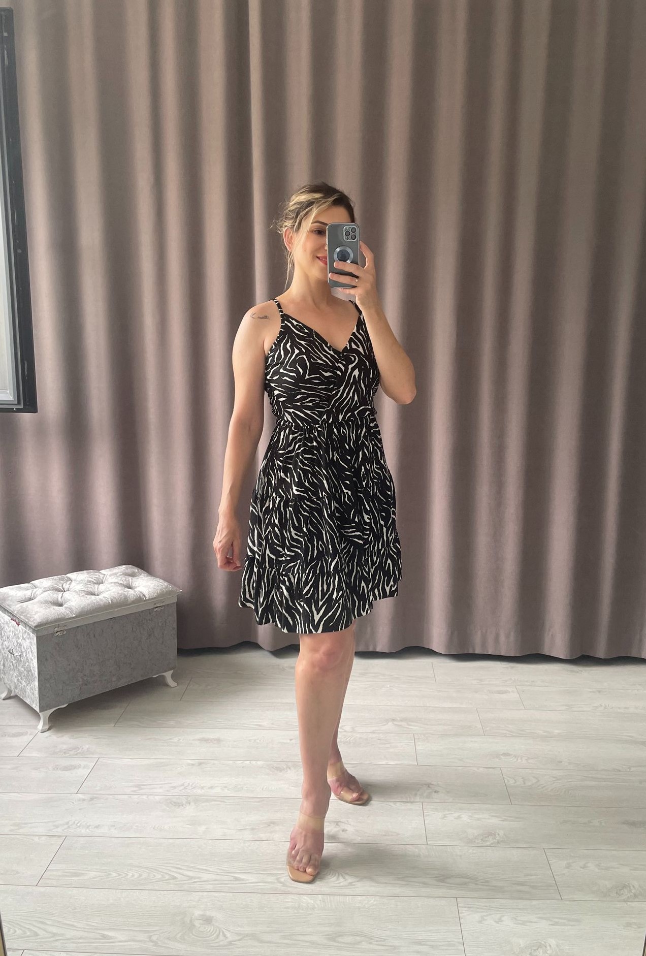Zebra Desen Mini Elbise